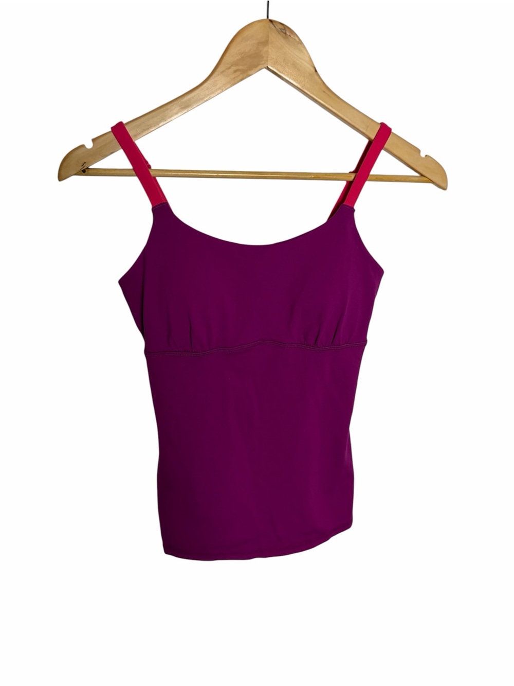 PrAna plum with pink straps padded bust workout tank top size XS